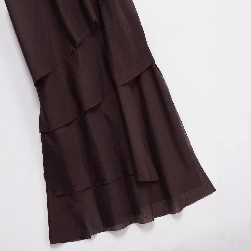 Women's Fashion V-neck Laminated Decoration Dress