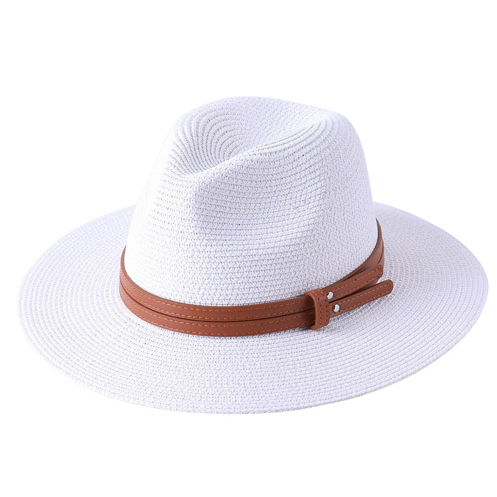 Soft Shaped Straw Hat Women Men Wide Brim Sun UV Protection Fedora Hat
