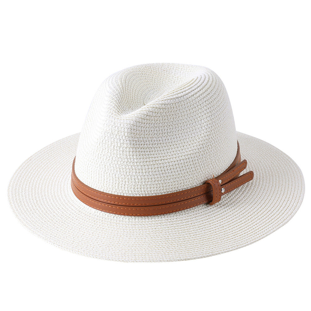 Soft Shaped Straw Hat Women Men Wide Brim Sun UV Protection Fedora Hat
