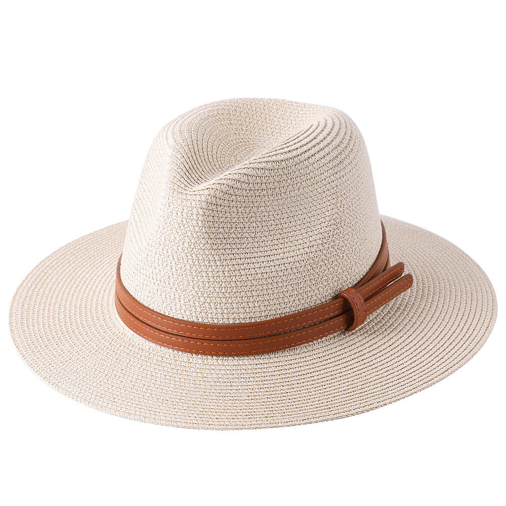 Soft Shaped Straw Hat Women Men Wide Brim Sun UV Protection Fedora Hat