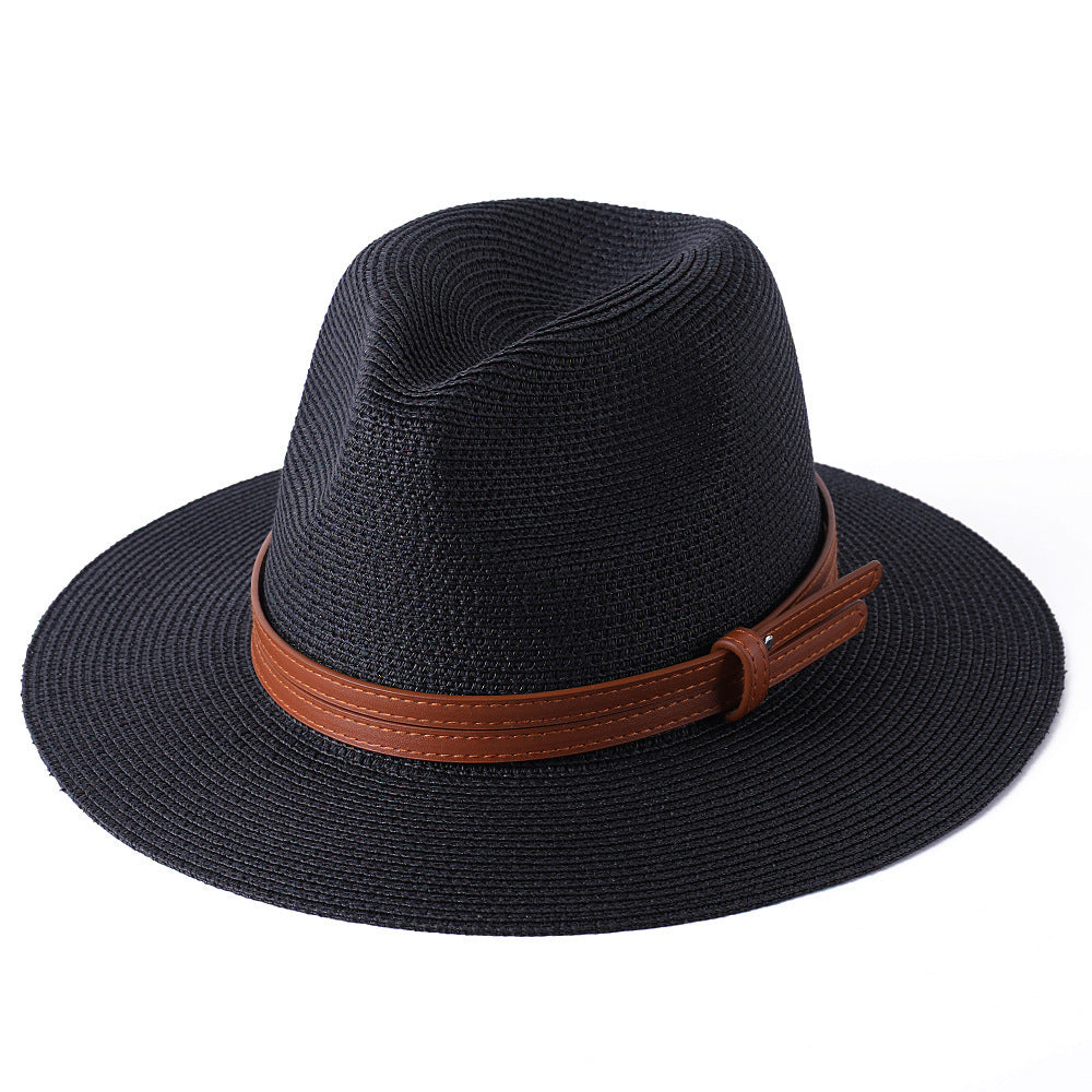 Soft Shaped Straw Hat Women Men Wide Brim Sun UV Protection Fedora Hat
