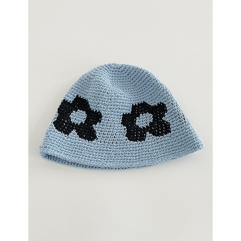 Japanese-style Retro Hollow Flower Handmade Knitted Bucket Hat Women