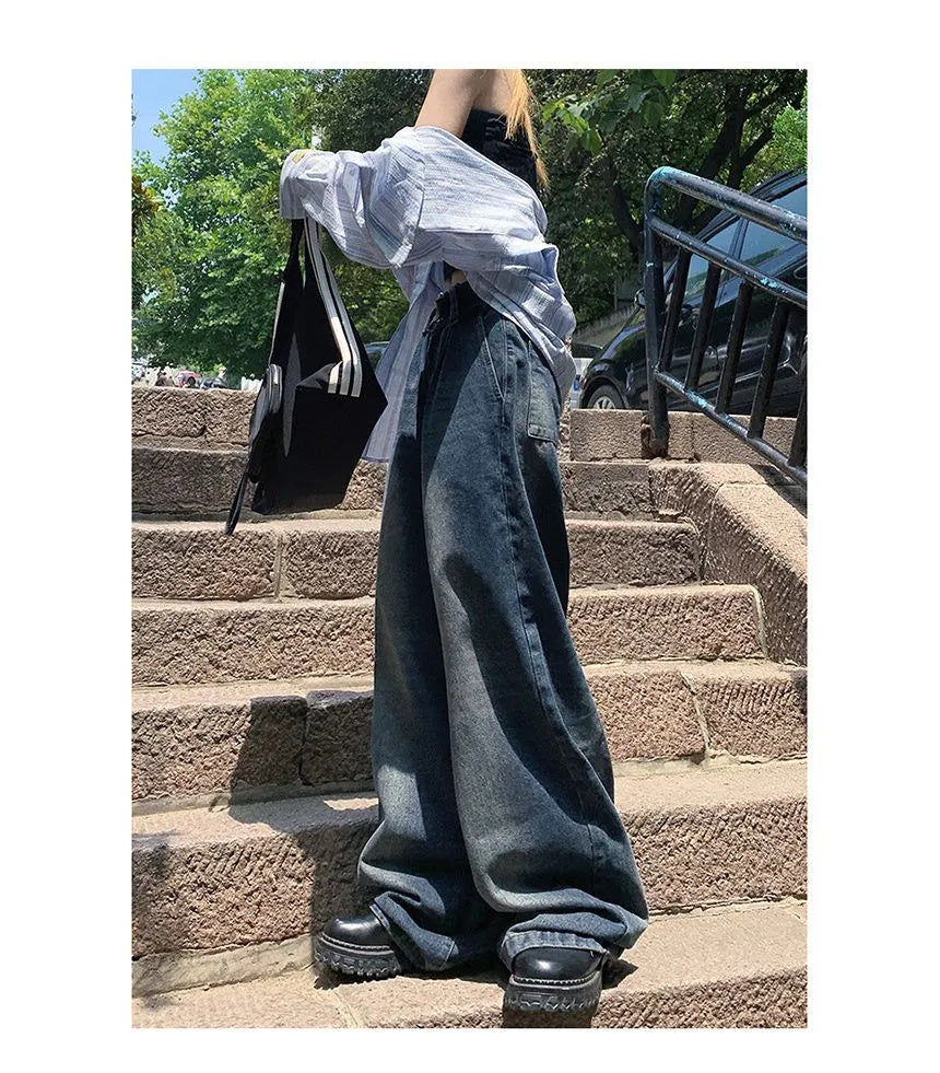 Mid-rise Washed Wide-leg Jeans