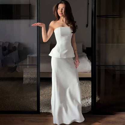 Women's New Solid Color Sleeveless Top Sheath Dress Suit