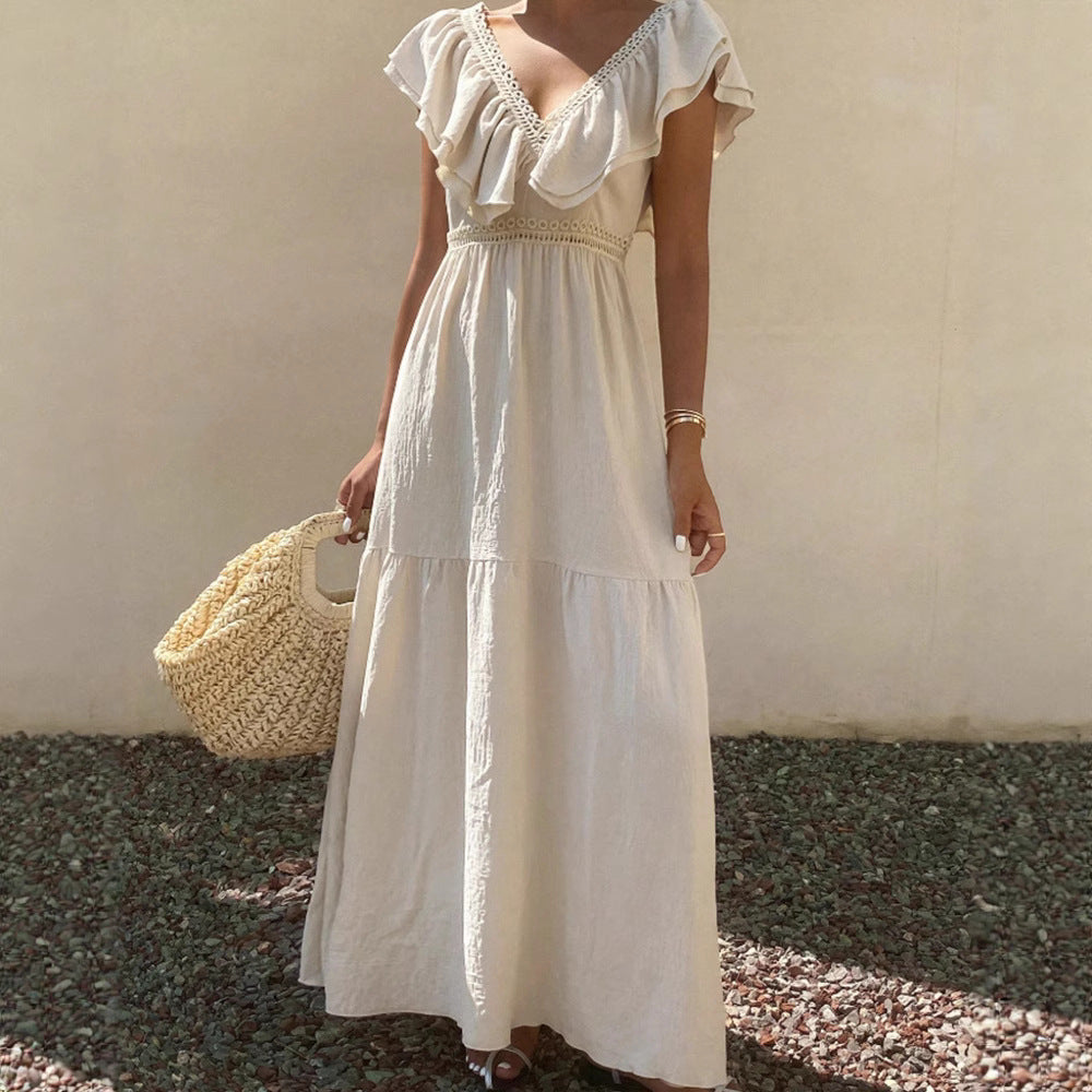Summer New European And American Flying Sleeves Loose V-neck Dress Women