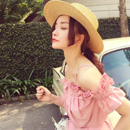 Women's Natural Fine Straw Straw Hat Handwoven