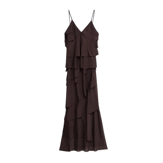 Women's Fashion V-neck Laminated Decoration Dress