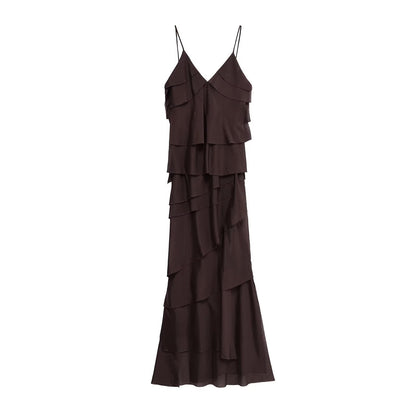Women's Fashion V-neck Laminated Decoration Dress
