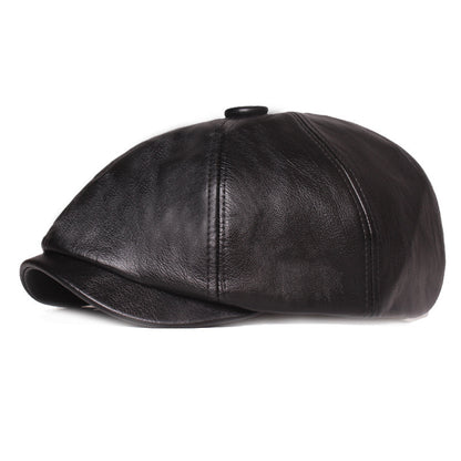 Leather Octagonal Cap Women's Retro