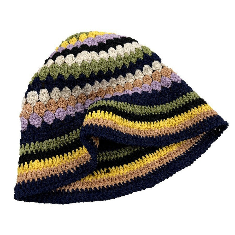 Japanese-style Retro Hollow Flower Handmade Knitted Bucket Hat Women