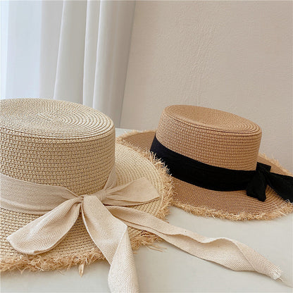 Japanese All-match Frayed Bow Straw Hat