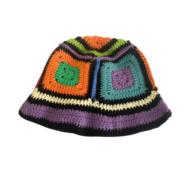 Japanese-style Retro Hollow Flower Handmade Knitted Bucket Hat Women