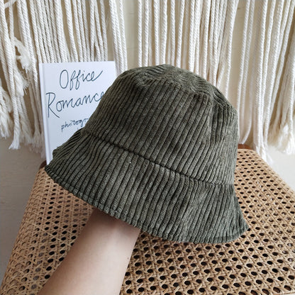 Women's Japanese Pure Color Warm Keeping Corduroy Fisherman Hat