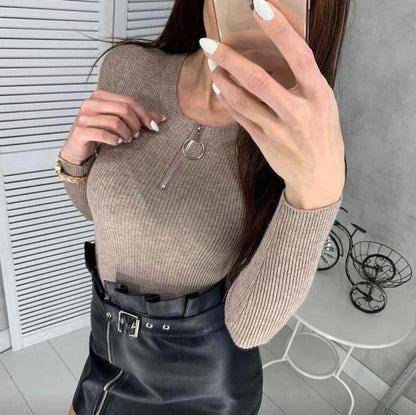 Women's Autumn And Winter Zipper Knitwear Sweater