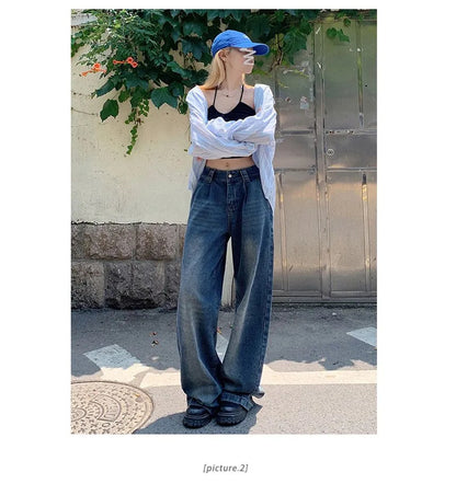 Mid-rise Washed Wide-leg Jeans