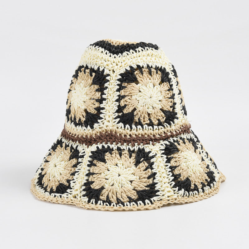 Hat Female Hand Crochet Papyrus Sun Foldable