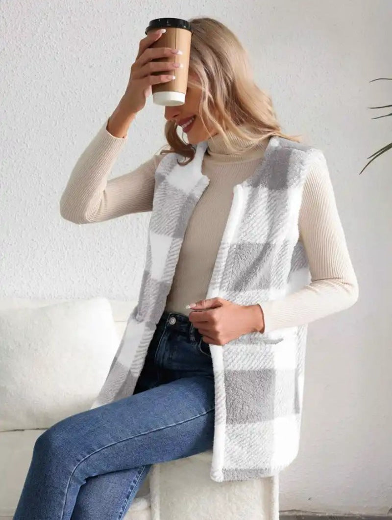 Loose Plaid Coat