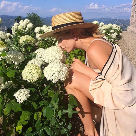 Women's Natural Fine Straw Straw Hat Handwoven