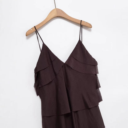 Women's Fashion V-neck Laminated Decoration Dress