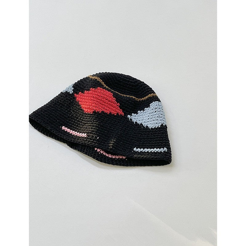 Japanese-style Retro Hollow Flower Handmade Knitted Bucket Hat Women