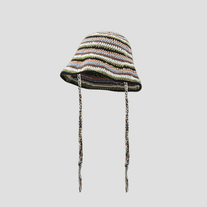 Japanese-style Retro Hollow Flower Handmade Knitted Bucket Hat Women