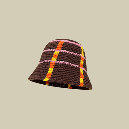 Japanese-style Retro Hollow Flower Handmade Knitted Bucket Hat Women