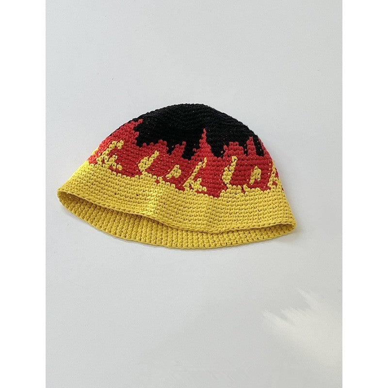Japanese-style Retro Hollow Flower Handmade Knitted Bucket Hat Women