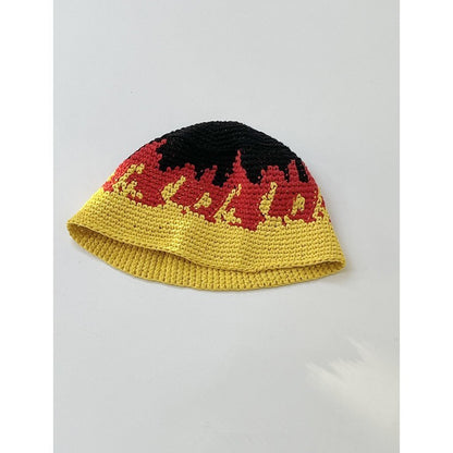 Japanese-style Retro Hollow Flower Handmade Knitted Bucket Hat Women