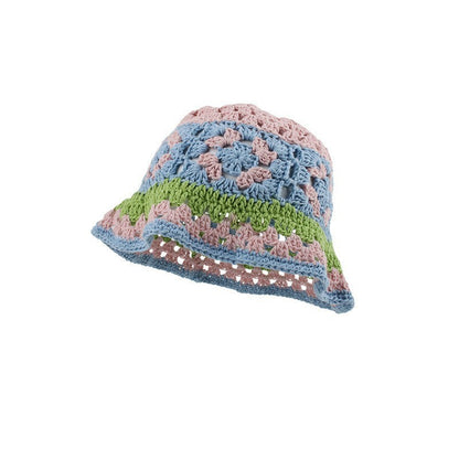 Japanese-style Retro Hollow Flower Handmade Knitted Bucket Hat Women