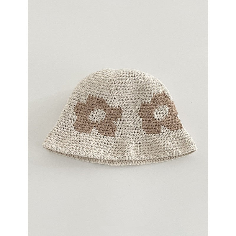 Japanese-style Retro Hollow Flower Handmade Knitted Bucket Hat Women