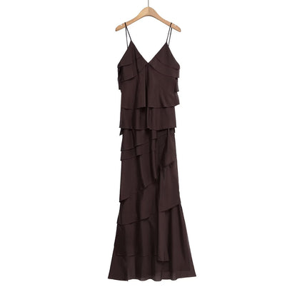Women's Fashion V-neck Laminated Decoration Dress