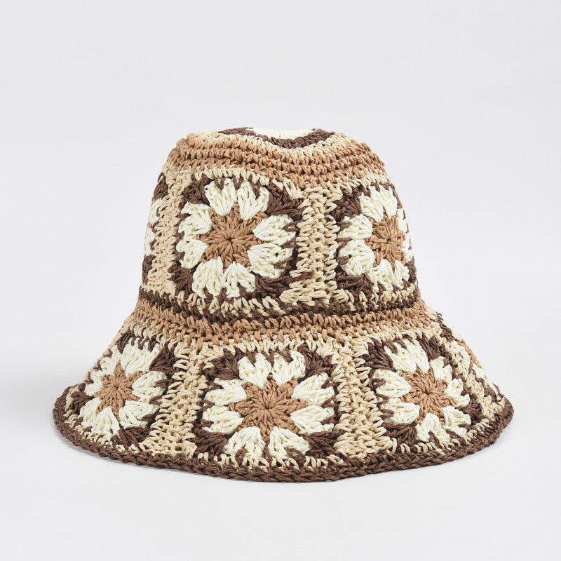 Hat Female Hand Crochet Papyrus Sun Foldable