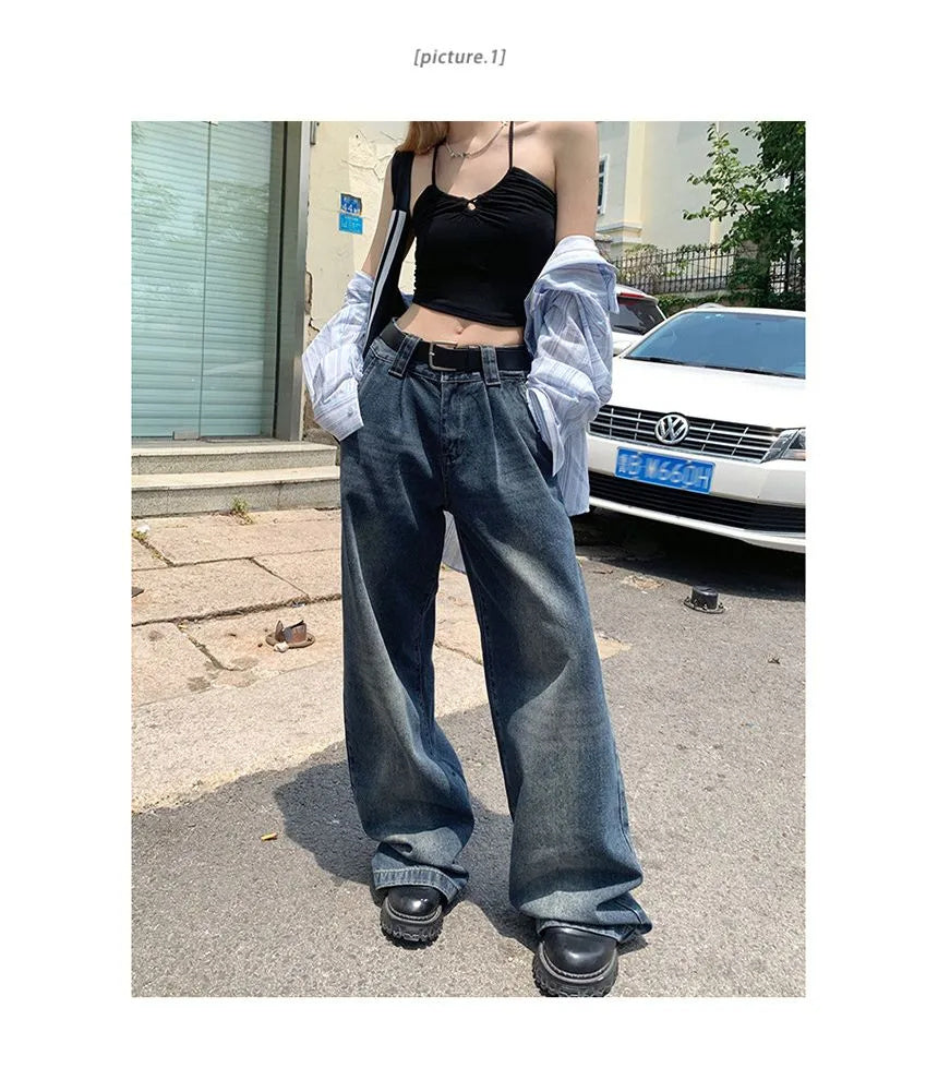 Mid-rise Washed Wide-leg Jeans