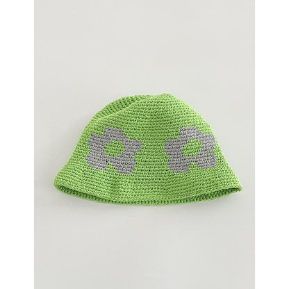 Japanese-style Retro Hollow Flower Handmade Knitted Bucket Hat Women
